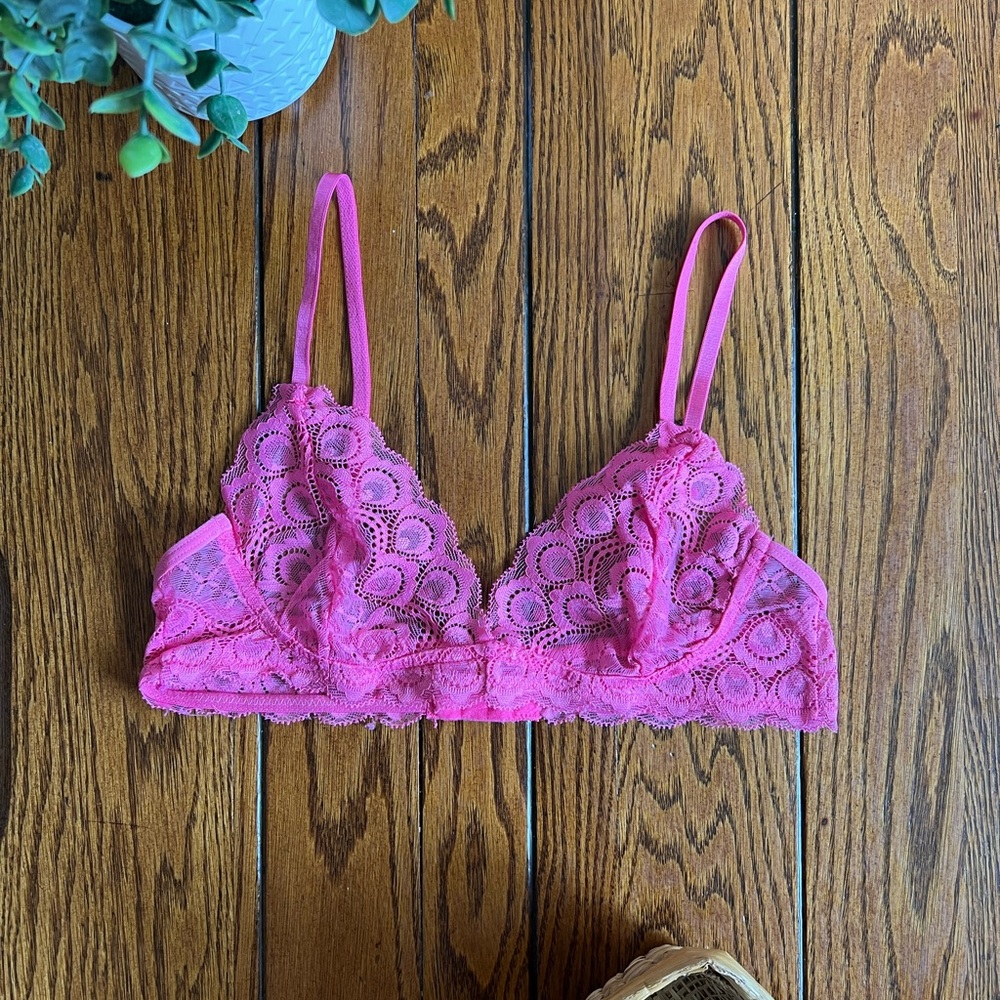 Hot Pink Lace Lingerie Bralette